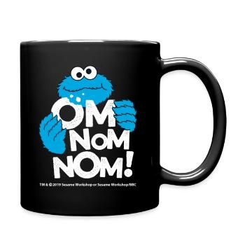 Sesamstraße Krümelmonster Om Nom Nom - Tasse einfarbig - Schwarz - Rechts