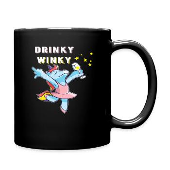 Einhorn Drinky Winky,Wein Bier Sekt Party Shirt - Tasse einfarbig - Schwarz - Rechts