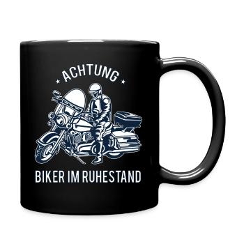Biker in Ruhestand Motorrad Motorradfahrer Rentner - Tasse einfarbig - Schwarz - Rechts