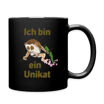 Ich bin ein Unikat, Plumplori - Tasse einfarbig - Schwarz - Rechts