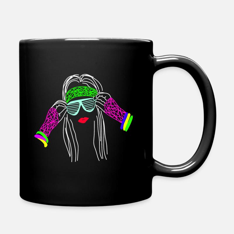 Retro Neon Farben 80er Style Party - Tasse einfarbig - Schwarz