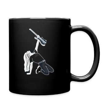 Sexy woman with rock guitar - Full Colour Mug - black - Right