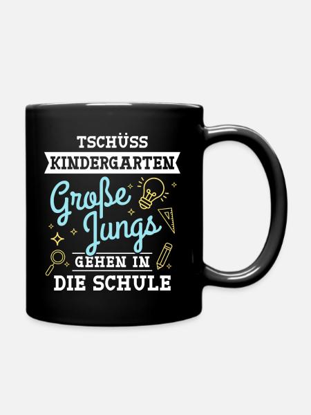 ...Große Jungs gehen in die Schule - Tasse einfarbig - Schwarz