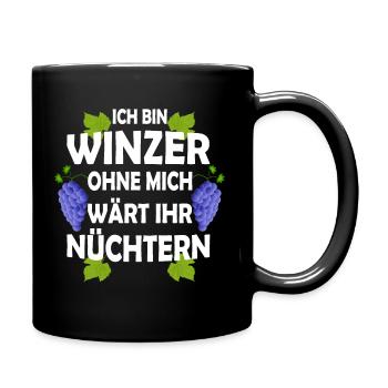 winzer wein weinmacher lustiger spruch - Tasse einfarbig - Schwarz - Rechts