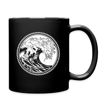 Wave Design sea sailors emblems - Full Colour Mug - black - Right