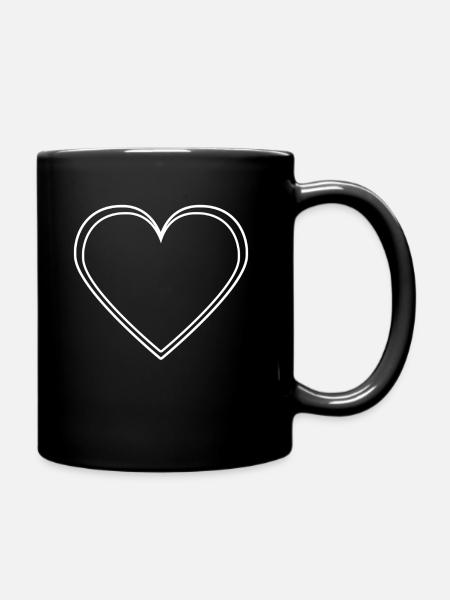 Coeur blanc - Mug uni - noir