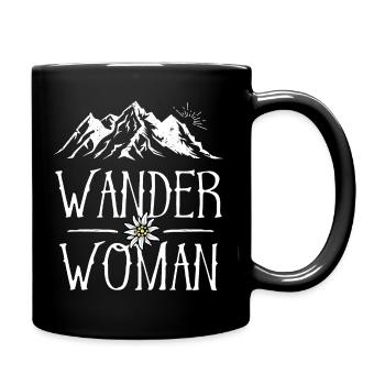 Wander Woman Berge Bergsteigen Wandern Sprüche - Tasse einfarbig - Schwarz - Rechts
