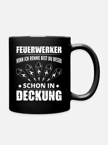 Silvester Pyro Feuerwerker rennt - Tasse einfarbig - Schwarz