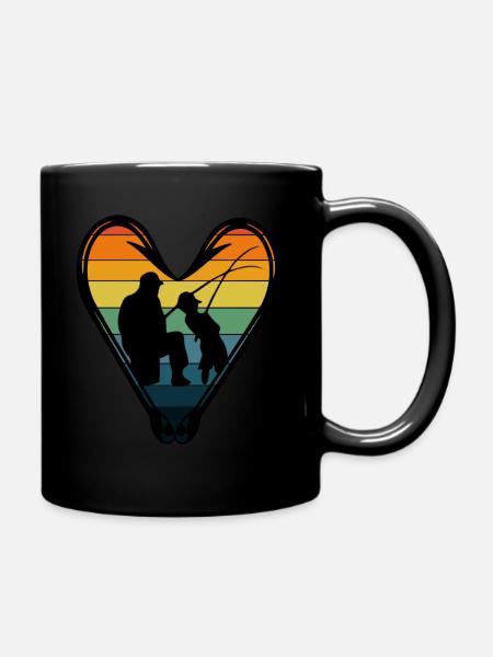 Vater und Kind Angeln - Love Hook - Tasse einfarbig - Schwarz
