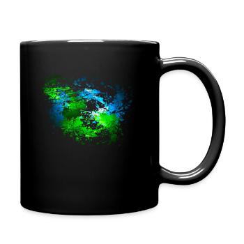 Grün Blauer Farbfleck Deko Dein Text - Tasse einfarbig - Schwarz - Rechts