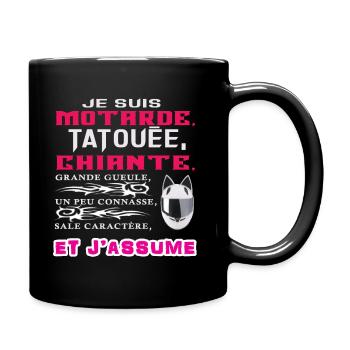 Motarde, Tatouée, Chiante, Grande Gueule, un peu c - Mug uni - noir - Droite