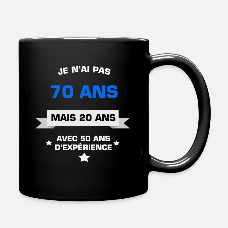 JE N'AI PAS 70 ANS MAIS 20 ANS + 50 ANS BLEU - Mug uni - noir