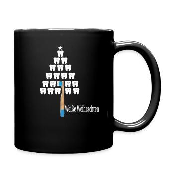Weiße Weihnachten Zähne, Tannenbaum Zahnarzt Zahn - Tasse einfarbig - Schwarz - Rechts