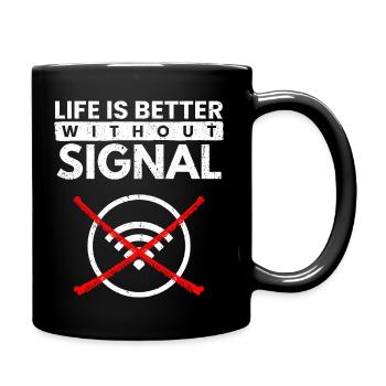 Mobile phone addiction, smartphone addiction, nomophobia, WiFi signal - Full Colour Mug - black - Right