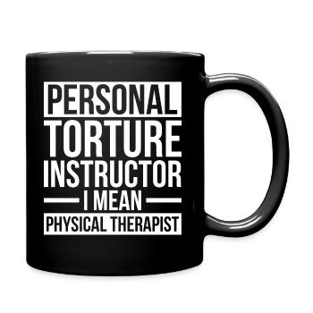 Krankengymnastik Trainer Physiotherapie - Tasse einfarbig - Schwarz - Rechts