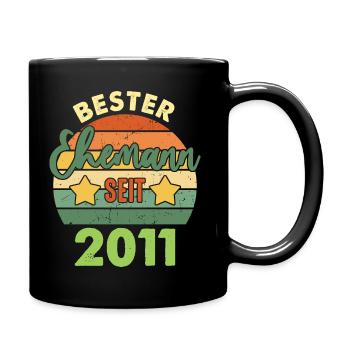 Bester Ehemann, Hochzeitstag, seit 2011, Hochzeit - Tasse einfarbig - Schwarz - Rechts
