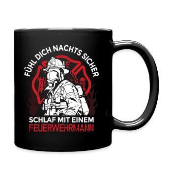 Feuerwehr freiwillig Beruf Gag Humor Feuerwehrmann - Tasse einfarbig - Schwarz - Rechts