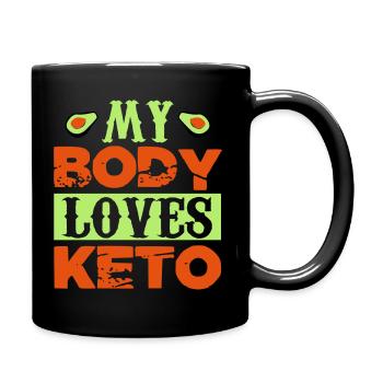 My body loves keto - Tasse einfarbig - Schwarz - Rechts
