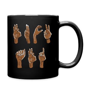 Fck AFD Gebärdensprache - Tasse einfarbig - Schwarz - Rechts