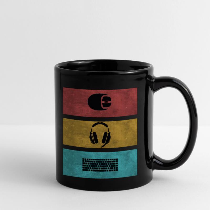 Basic Gamer Setup Programer Headset Maus Tastatur Tasse einfarbig