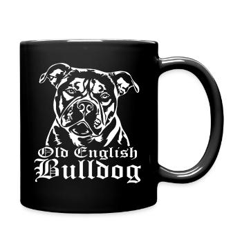 OLD ENGLISH BULLDOG Hundeportrait Wilsigns OEB - Tasse einfarbig - Schwarz - Rechts