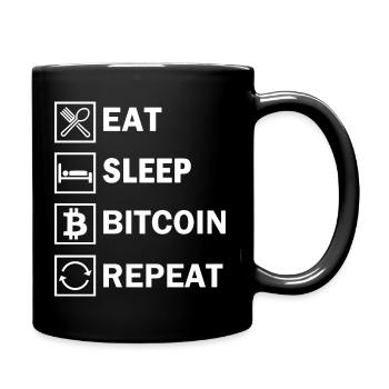 Eat Sleep Bitcoin Repeat funny Quote Saying - Full Colour Mug - black - Right