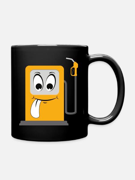 Cartoon Gesicht Tankstelle - Tasse einfarbig - Schwarz