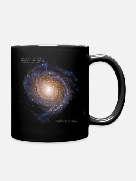 Spiral Galaxy NGC 3147 - Full Colour Mug - black