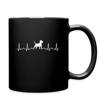 Bullterrier Hunde Hunderasse Haustiere Herzschlag - Tasse einfarbig - Schwarz - Rechts