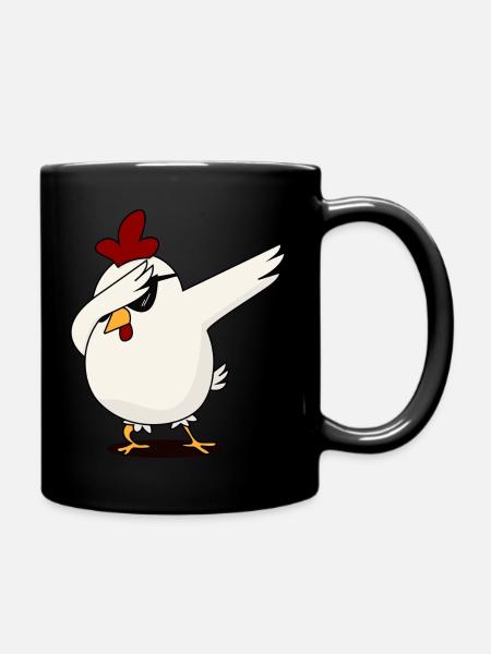 Dabbing Huhn mit Sonnenbrille | Hühnerflüsterer - Tasse einfarbig - Schwarz