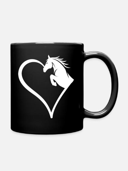 Pferdeliebe Pferdekopf Geschenk - Tasse einfarbig - Schwarz