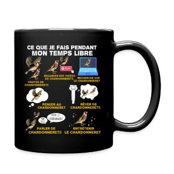 Oiseau, Chardonneret, idée cadeau passion animaux - Mug uni - noir - Droite