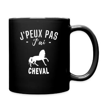 je peux pas j ai cheval humour cheval - Mug uni - noir - Droite