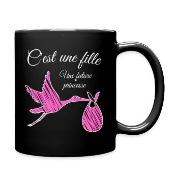 Annonce de grossesse fille: c'est une fille - Mug uni - noir - Droite