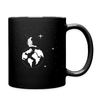 Astronaut schaut in die Sterne - Tasse einfarbig - Schwarz - Rechts