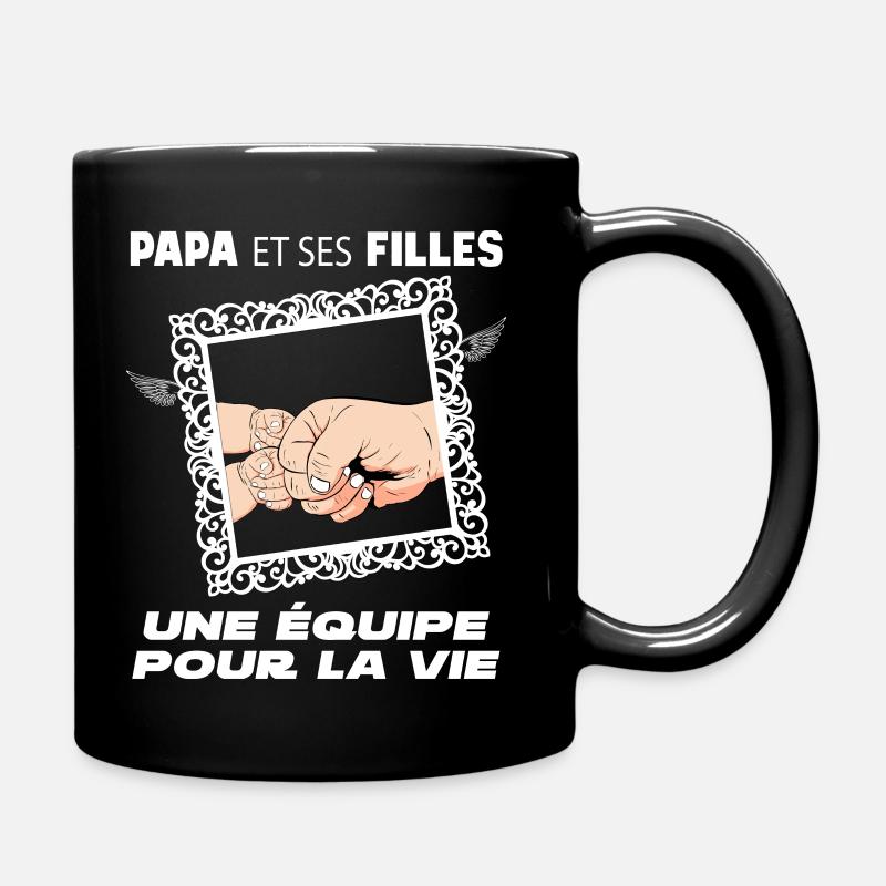 Papa et ses deux filles, la team de reve - Mug uni - noir