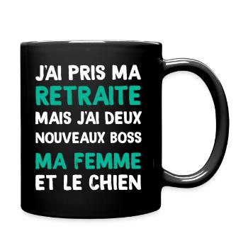 Homme retraite femme et chien, citation retraité - Mug uni - noir - Droite