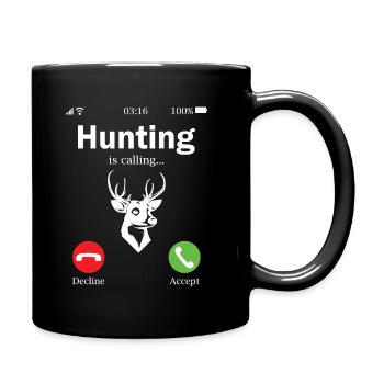 The hunt calls hunting huntress young hunter hunting - Full Colour Mug - black - Right