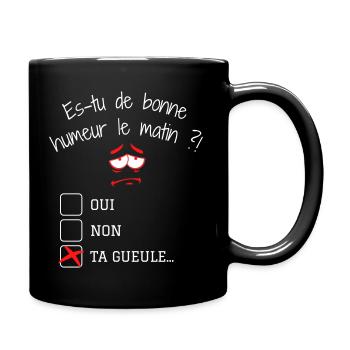 Humour café du matin-grincheux le matin-caféine - Mug uni - noir - Droite