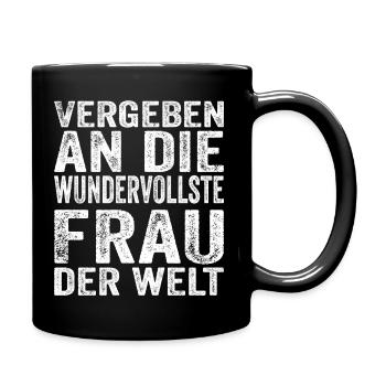 Vergeben an die wundervollste Frau der welt - Tasse einfarbig - Schwarz - Rechts