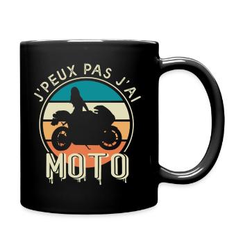 J'peux pas j'ai moto cadeau humour femme motarde - Mug uni - noir - Droite