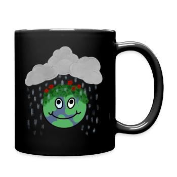 Love the rain! Happy soil with flowers - Full Colour Mug - black - Right