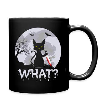 Lustige böse Katze Messer what schwarzer Humor Fun - Tasse einfarbig - Schwarz - Rechts
