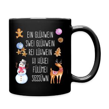 Ein Glühwein Swei Glühwein ... Weihnachtsmarkt - Tasse einfarbig - Schwarz - Rechts