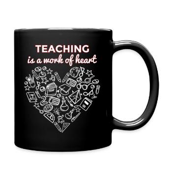 Lehrer Geschenkidee Herz Lehrerin Geschenk - Tasse einfarbig - Schwarz - Rechts