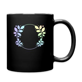 Cadre rond coloré feuilles couronnes - Mug uni - noir - Droite