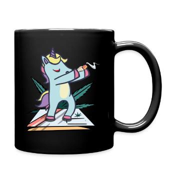Einhorn cannabis raucher rauchen - Tasse einfarbig - Schwarz - Rechts