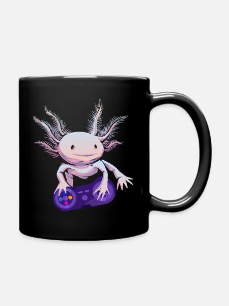 Gamer Axolotl Zocker Gaming - Tasse einfarbig - Schwarz