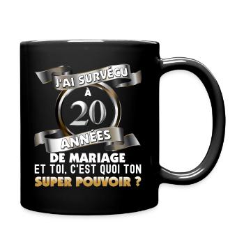 20 années de mariage Noce de Porcelaine - Mug uni - noir - Droite
