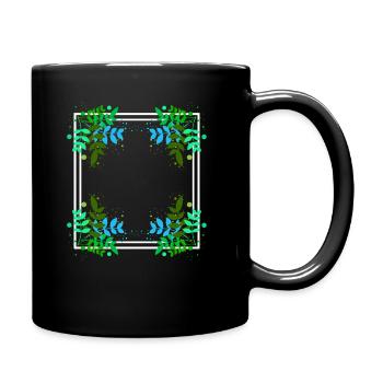 Rahmen mit Farbflecken Blatt Dekoration - Tasse einfarbig - Schwarz - Rechts